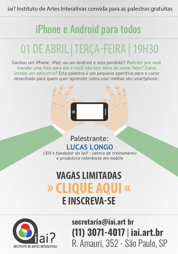 Cursos iPhone e Android — divulgação iAi?