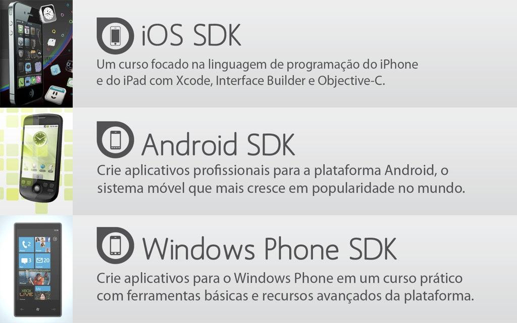 Cursos SDK profissionais iOS, Android e Windows Phone