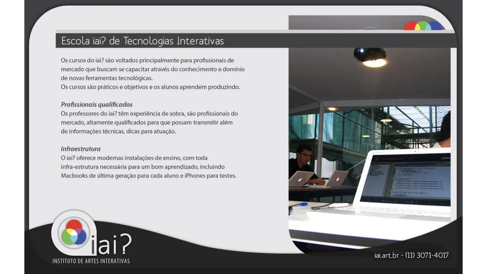 Escola iAi? — infraestrutura com MacBooks e instrutores qualificados